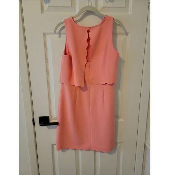 Ann Taylor LOFT coral scalloped dress - Picture 4 of 7